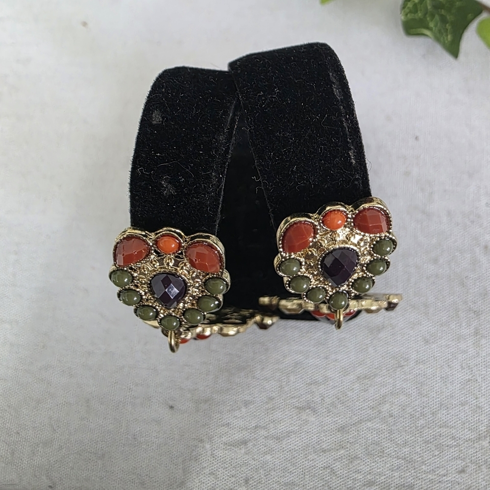 Burgundy Multi Strand Faceted Acrylic Bead Necklace and Earrings Set - Picture 12 of 15